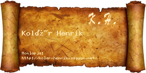 Kolár Henrik névjegykártya